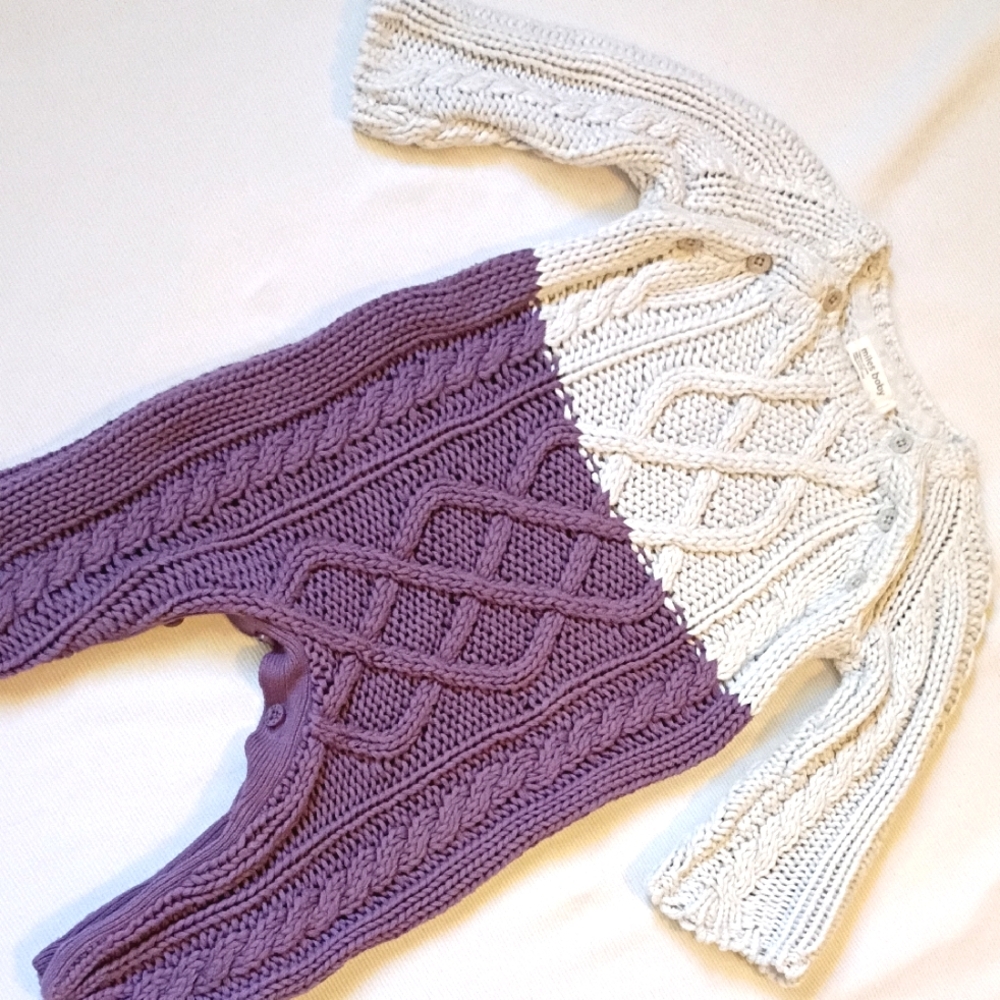 Purple and Cream Knit Jumpsuit for Kids